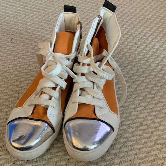 Steve Madden Orange and Silver High-Top Sneakers - Picture 2 of 4